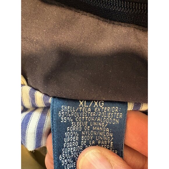 Men’s VTG Towncraft XL Beige Bomber Jacket Elastic Hem Multiple Pockets Hood - Picture 3 of 12